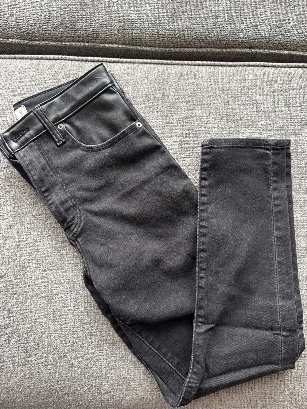 Abercrombie & Fitch Black Skinny Jeans with faux leather detail